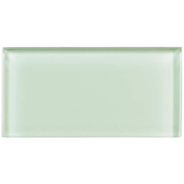 Enchant Joy Florette Pale Green Glossy 3 in. x 6 in. Smooth Glass Subway Wall Tile (1.83 sq. ft./Case)