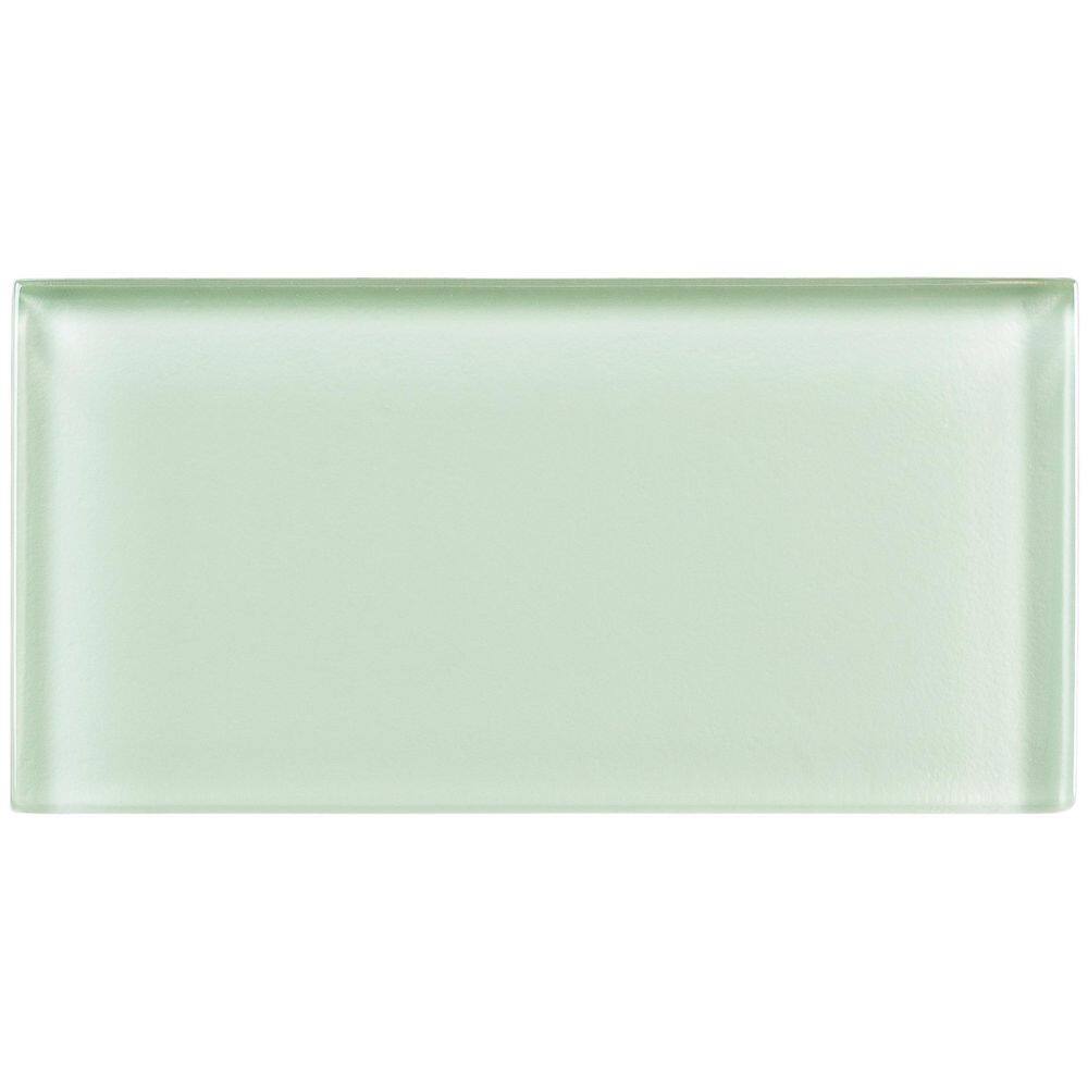 Pale Green Polished Glass Subway Tile 3" x 6"