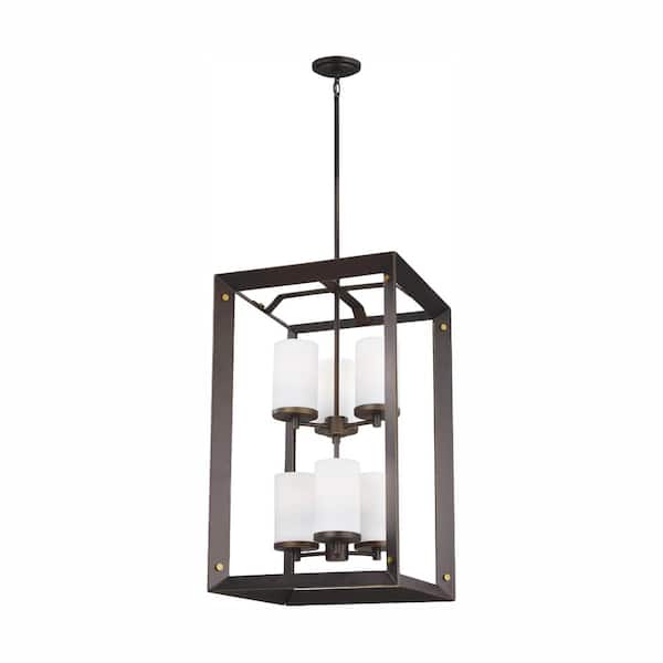 Generation Lighting Chatauqua 6-Light Antique Bronze Pendant with LED Bulbs