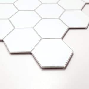 Hexagon 11.42 in. x 11.42 in. White Peel and Stick Backsplash Stone Composite Wall Tile (10 Tiles, 9.04 sq. ft.)