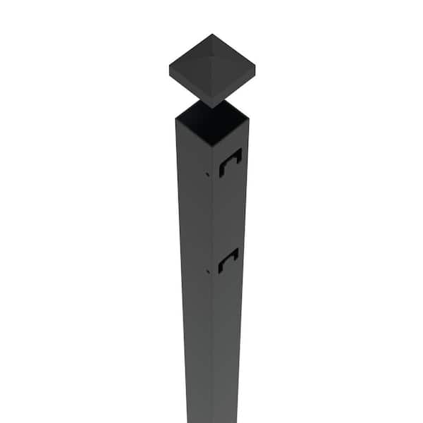 TuffBilt Mitchell 2 in. x 2 in. x 88 in. Black Aluminum Fence End Post