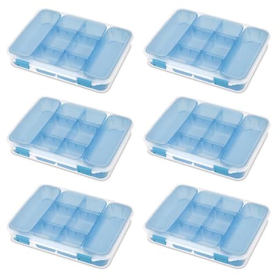 6.5-Gal. Lockable Plastic Storage Box in Clear with Sturdy Blue Lid and  Buckles (4-Pack)