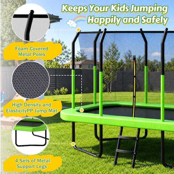 SUNRINX 8 ft. x 14 ft. Rectangle Long Tumbling Outdoor Trampoline