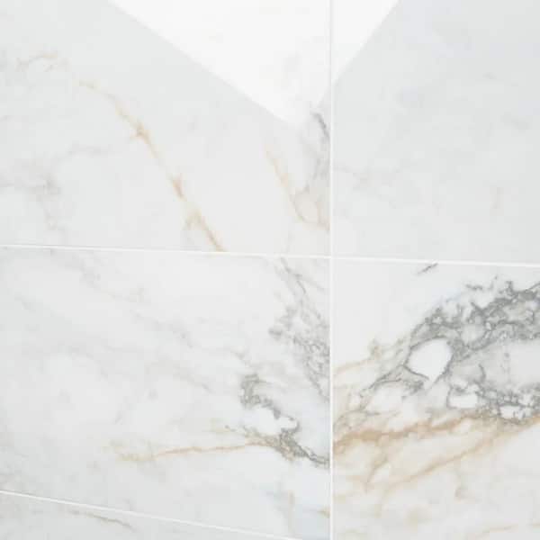 Tavani Calacatta Gold 11.81 in. x 23.62 in. Marble Look Polished Porcelain Floor and Wall Tile (11.62 Sq. Ft. / Case)