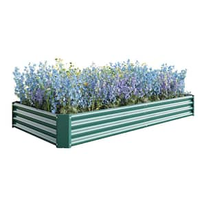 7.6 ft. L x 3.7 ft. W x 1 ft. H Green Galvanized Metal Outdoor Raised Garden Bed Kit, Planter Box