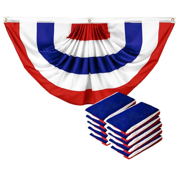 1.5 ft. x 3 ft. Printed Polyester USA No Stars Fan Flag with Canvas Header Brass Grommets (10-Pack)