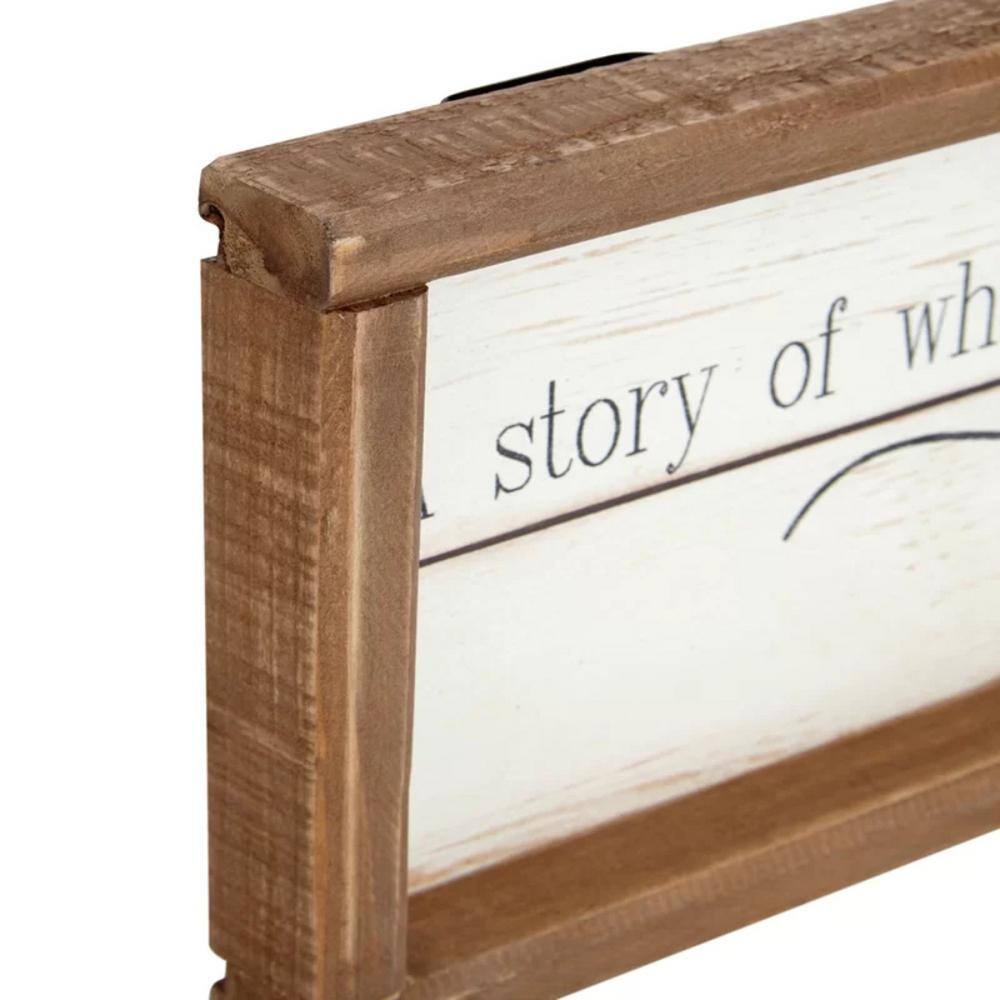 Rustic Brown and White Wood Framed Home Wall Sign