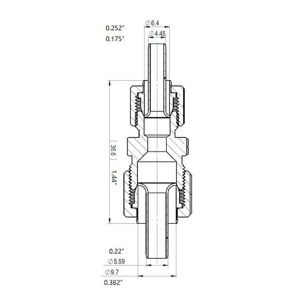 3/8 in. x 1/4 in. OD Compression Brass Reducing Coupling Fitting