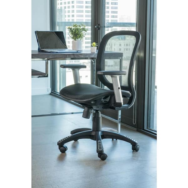 Ergomax Office 38-42 in. H Black Fully Meshed Ergonomic Height Adjustable Office Chair w/Armrests, Computer Chair Lumbar Support