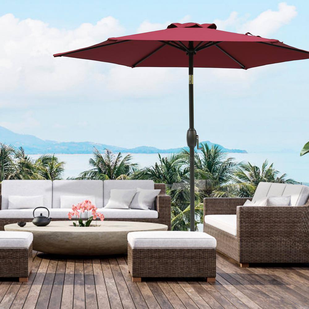 7.5 ft. Aluminum Outdoor Market Umbrella, Sun Shade with 6-Ribs Umbrella Cr