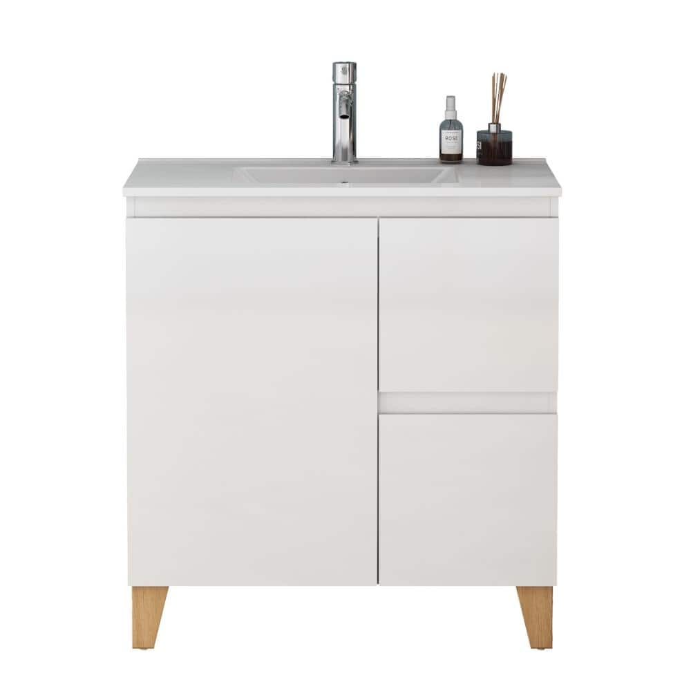 31.8 in. W x 18.60 in. D x 34.40 in. H Freestanding Bath Vanity in White with White Ceramic Top price history on PriceWatchPro