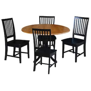 5-Piece 42 in. Black/Cherry Dual Drop Leaf Table Set with 4-Side chairs