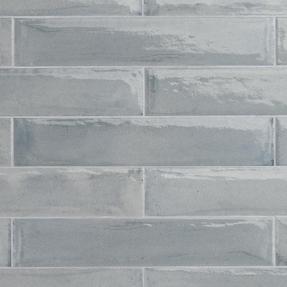 Tint Light Blue Polished Porcelain Subway Wall Tile 3-in x 16-in