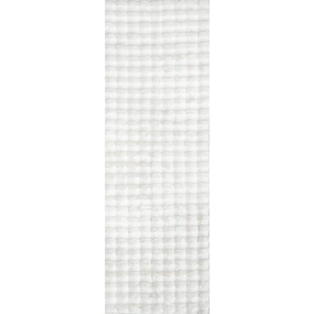 Ivana Checkered Plush Cloud Washable Off White 3 ft. x 6 ft. Indoor Runner Rug price history on PriceWatchPro
