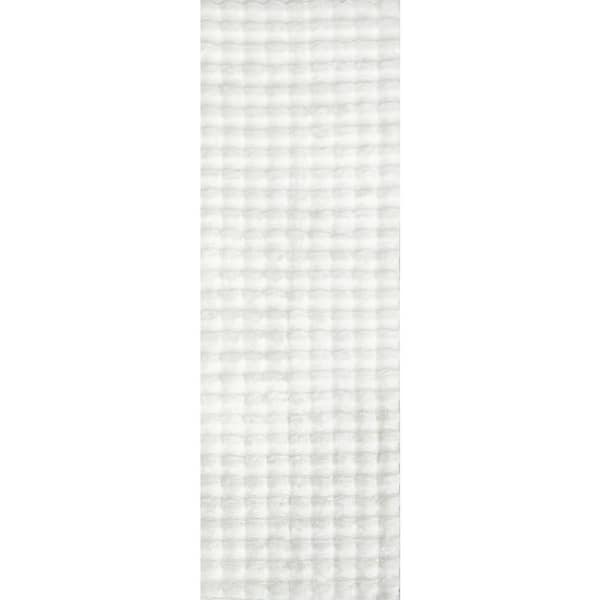 Ivana Checkered Plush Cloud Washable Off White 3 ft. x 6 ft. Indoor Runner Rug