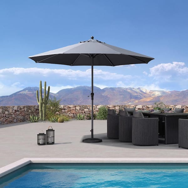 PURPLE LEAF 11 ft. Octagon Patio Umbrella Outdoor Table Umbrella Aluminum Frame Market Umbrella with 8-Sturdy Ribs, Gray