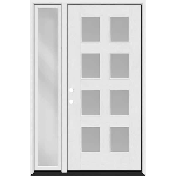 Regency 53 in. x 80 in. 8L Modern Clear Glass RHIS Unfinished Fiberglass Prehung Front Door w/ Clear 14 in. SL 4-9/16