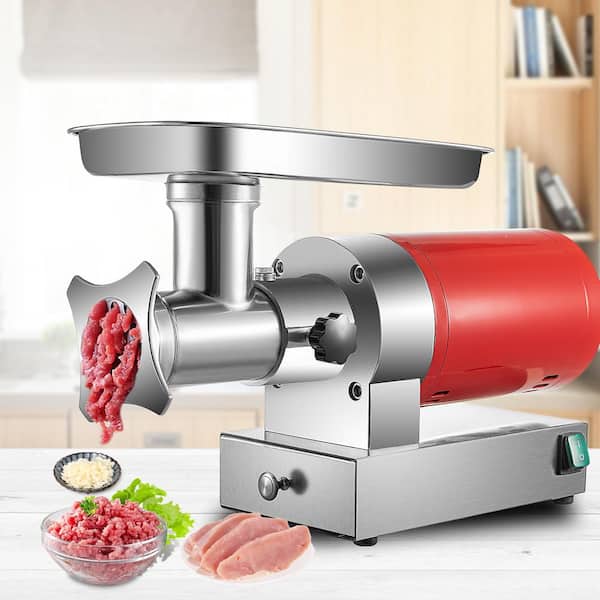 1100-Watt 661 lbs./Hour Red Electric Meat Grinder Machine 1.5-HP Sausage Kit with 2-Grinding Plates and Drawer