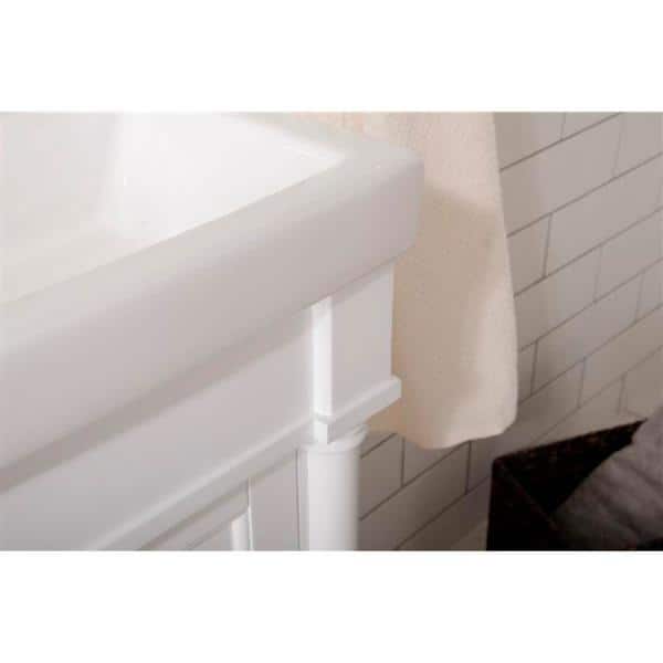 White Ceramic Top Single Freestanding Bathroom Vanity