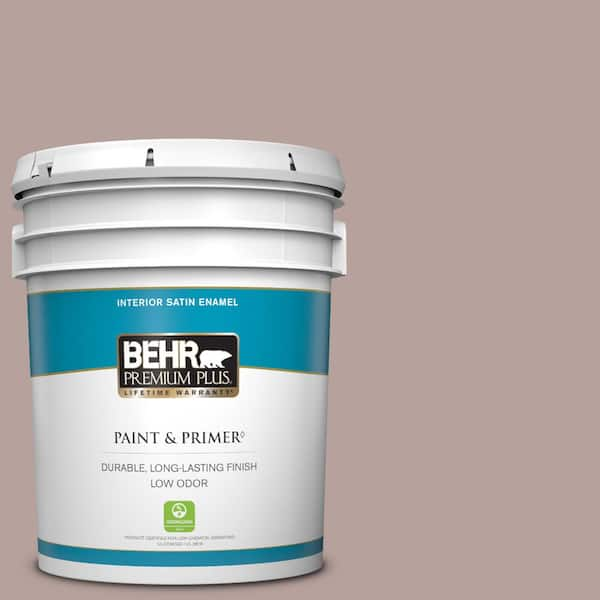 BEHR PREMIUM PLUS 5 gal. #N130-4 Plum Taupe Satin Enamel Low Odor Interior Paint & Primer