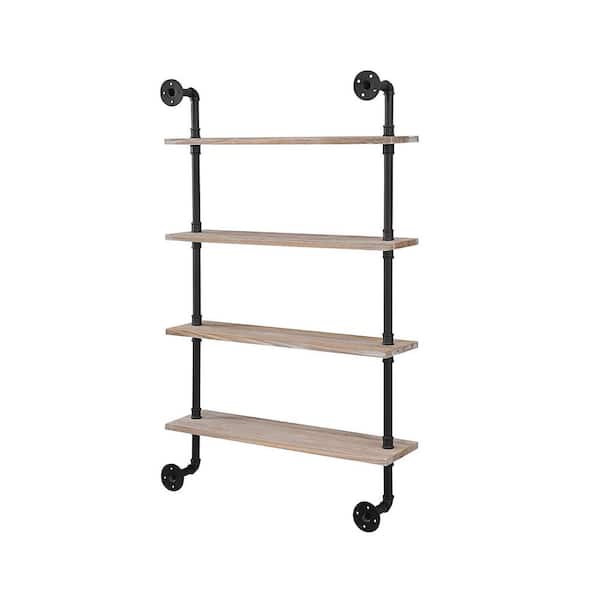 MyGift Solid Wood Wall Mounted Bathroom Shelves with Towel Bar & Reviews