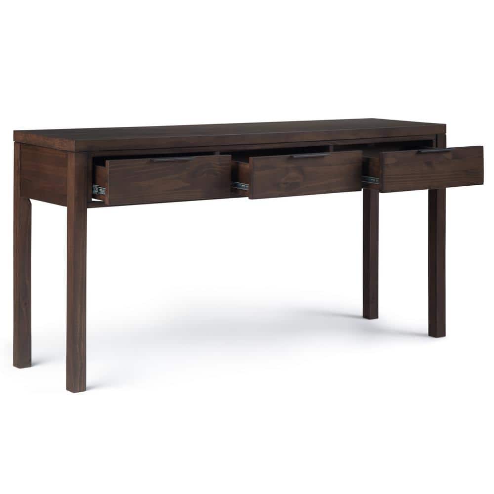 Hollander Warm Walnut Solid Wood Wide Console with Storage