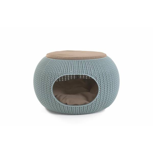 Keter KNIT Cozy Small Misty Blue Resin Lounge Bed and Pet Home