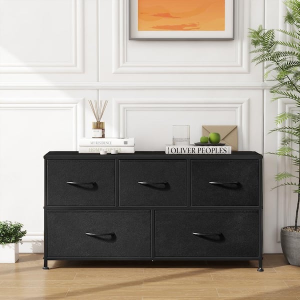 5 drawer black dresser for bedroom Manhattan Comfort Rockefeller 5-Drawer & 6-Drawer Black Dresser Cabine –  Kitchen Oasis