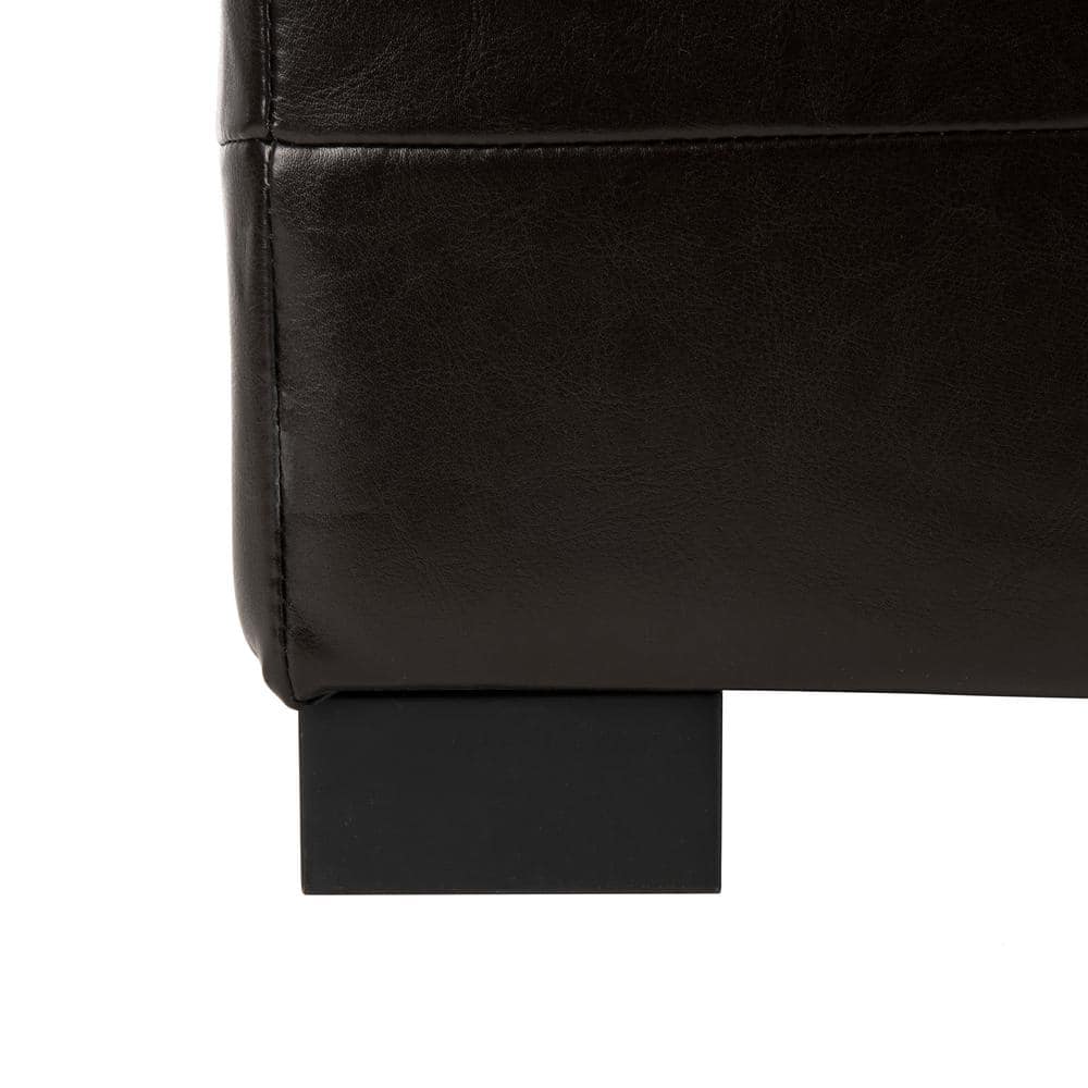 Manhattan Brown Leather Storage Bench with Beech Frame