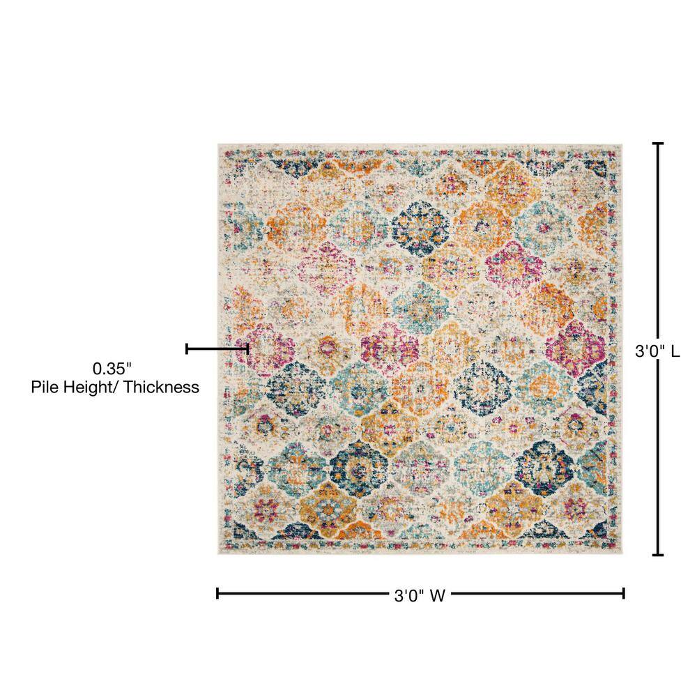 Metro-Mod Chic Blue Synthetic 3' x 3' Square Easy-Care Area Rug