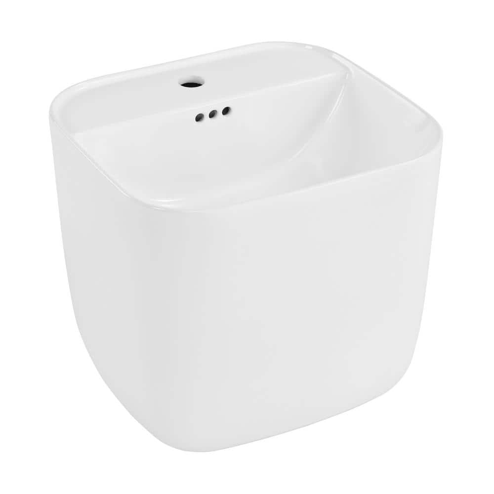Carre 18" White Ceramic Wall-Mount Bathroom Sink