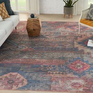 57 Grand Machine Washable Multicolor 8 ft. x 10 ft. Distressed Transitional Area Rug