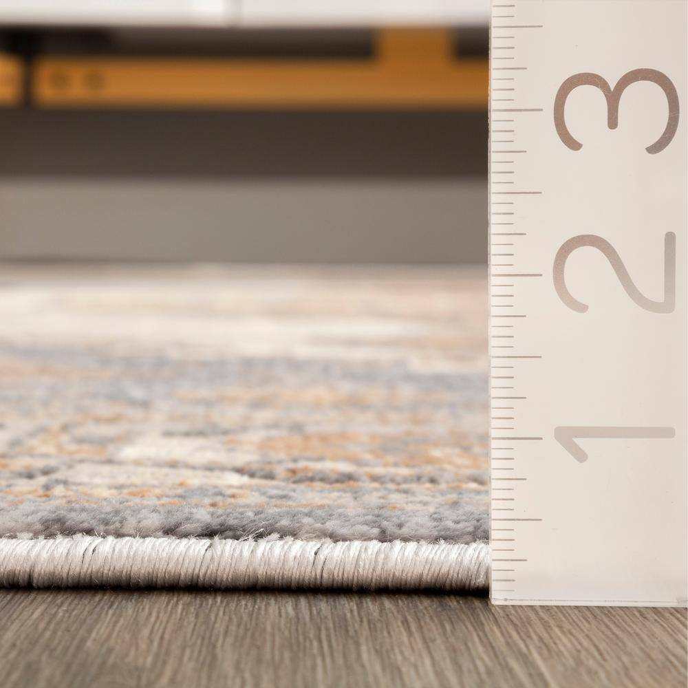 Vintage Beige and Blue Synthetic Rectangular Area Rug
