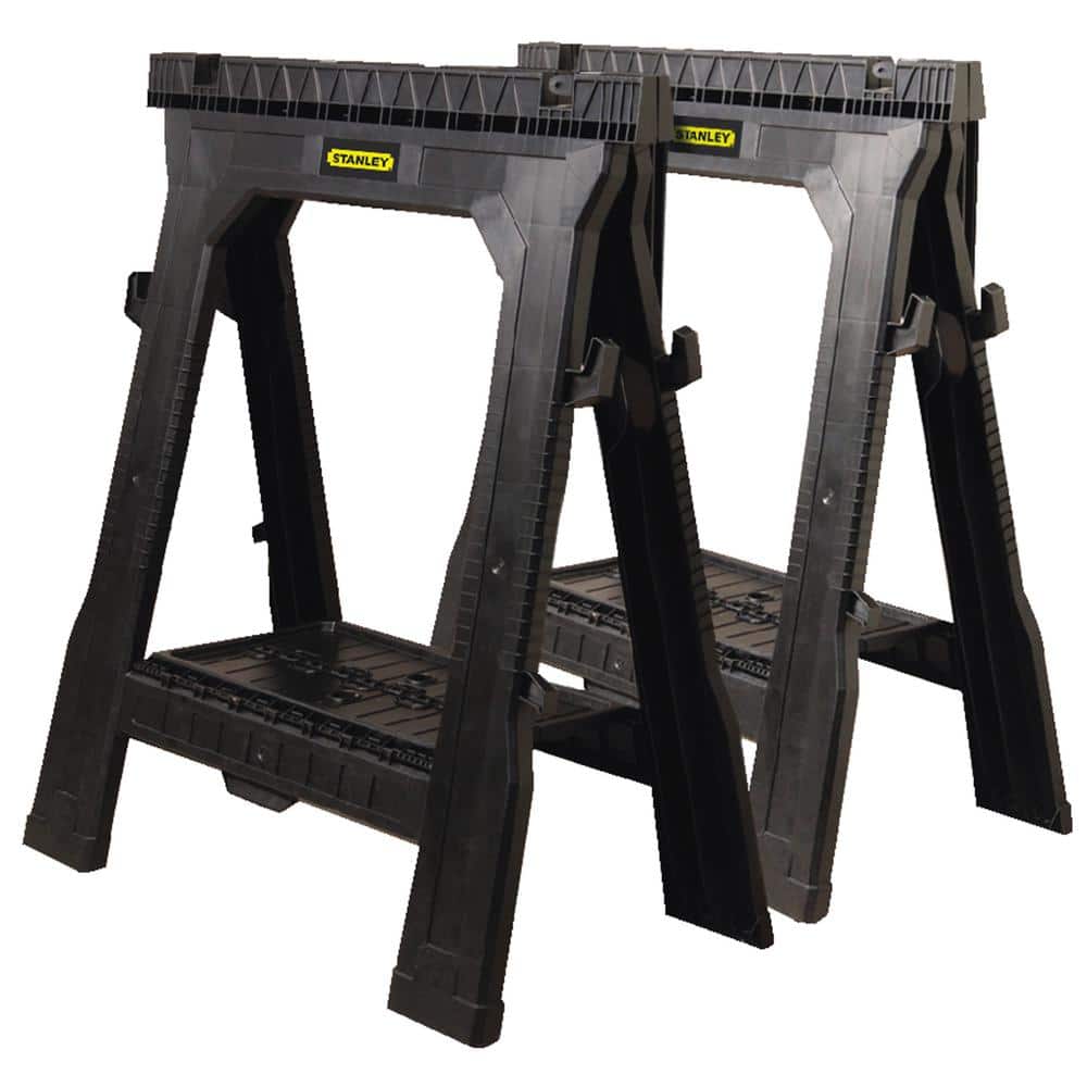 Stanley 31 in. H Plastic Folding Sawhorse (2 Pack) 060864R - The Home Depot
