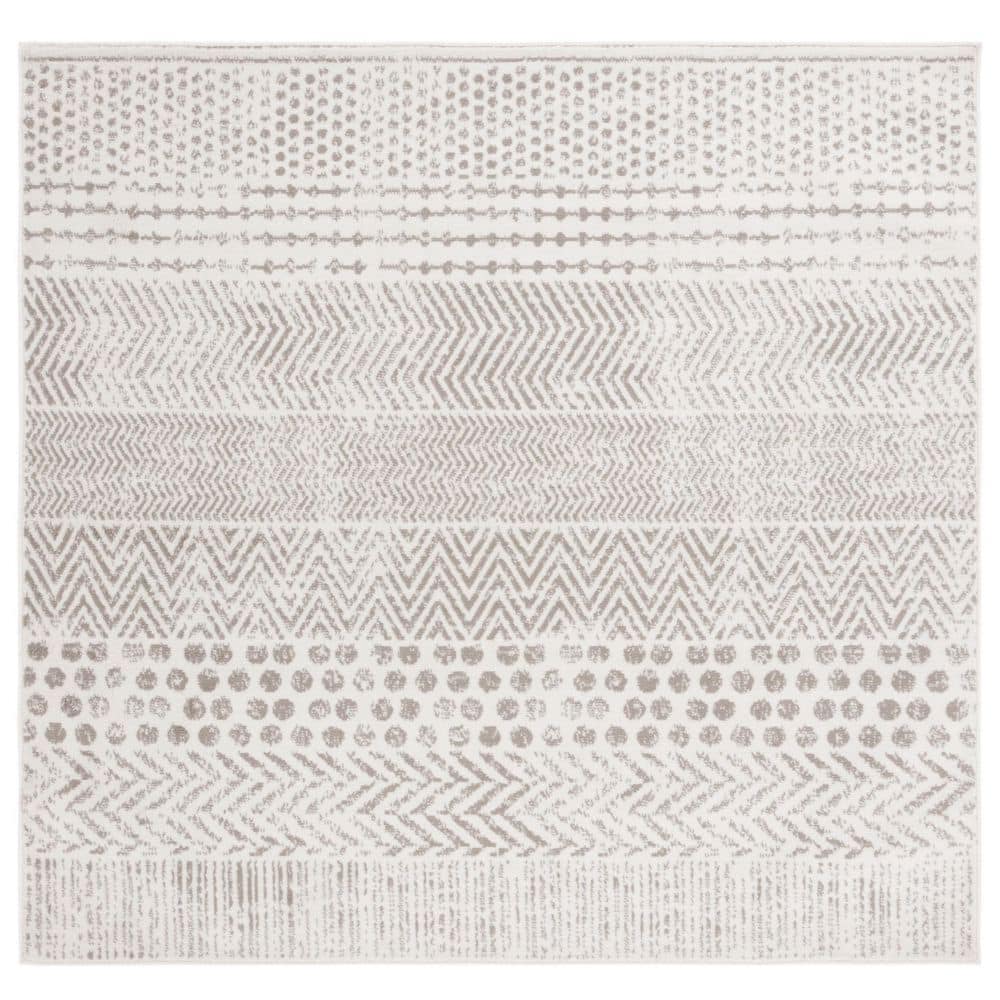 Pyramid 4 ft. x 4 ft. Ivory/Gray Dots Chevron Striped Square Area Rug price history on PriceWatchPro