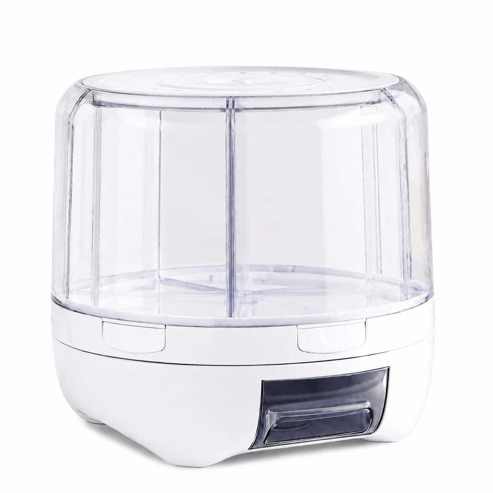 6-Grid Rotating Grain Dispenser with Sealed Lid, Transparent Body, White Polypropylene, 20 lb Capacity price history on PriceWatchPro