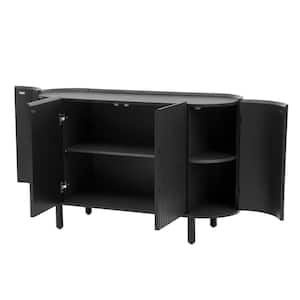 47.8 in. W x 16.5 in. D x 30 in. H Black Sideboard Linen Cabinet with 3 Adjustable Shelves and 4-Doors