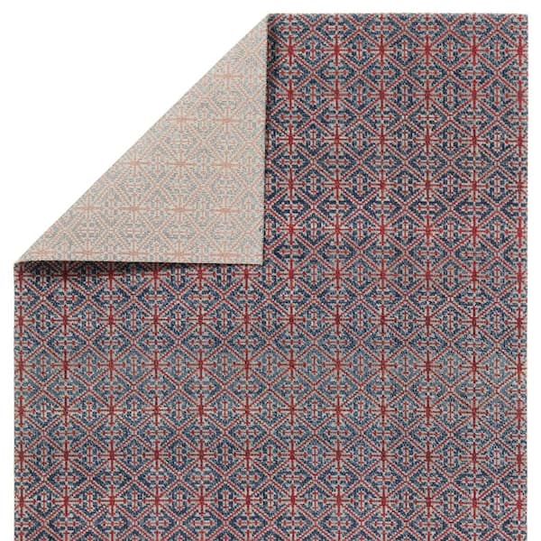 Darlita 3 ft. x 10 ft. Red/Navy Treills Indoor/Outdoor Runner Area Rug