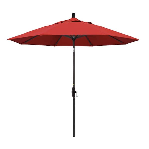 California Umbrella 9 ft. Aluminum Collar Tilt Patio Umbrella in Red Olefin