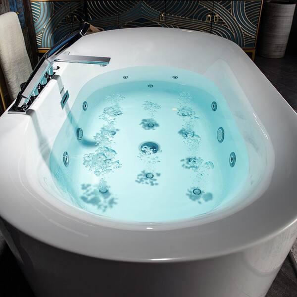 WOODBRIDGE 59 in. Acrylic Flatbottom Whirlpool and Air with Inline Heater  Bathtub, Tub Filler, Drain and Overflow Included in White HBT6078 - The  Home Depot