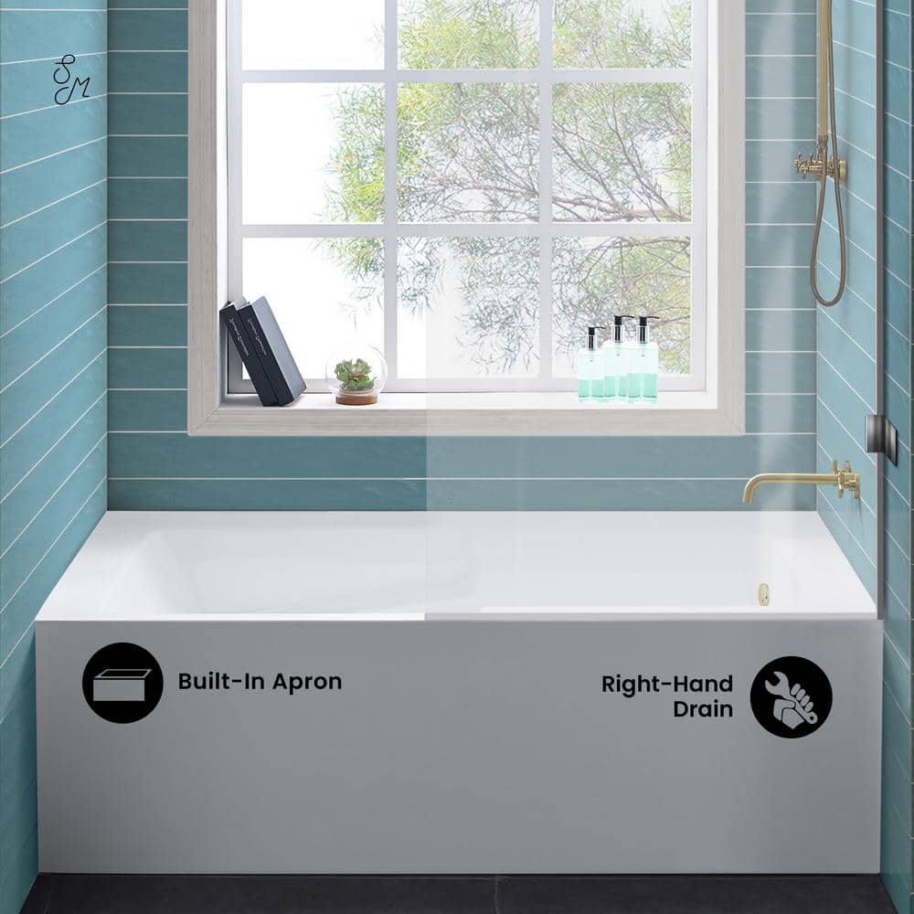 Voltaire 54" White Acrylic Alcove Bathtub with Apron