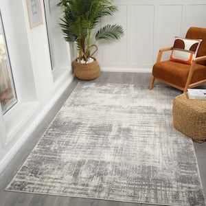 Avant Cream Gray 3 ft. x 9 ft. Abstract Runner Rug