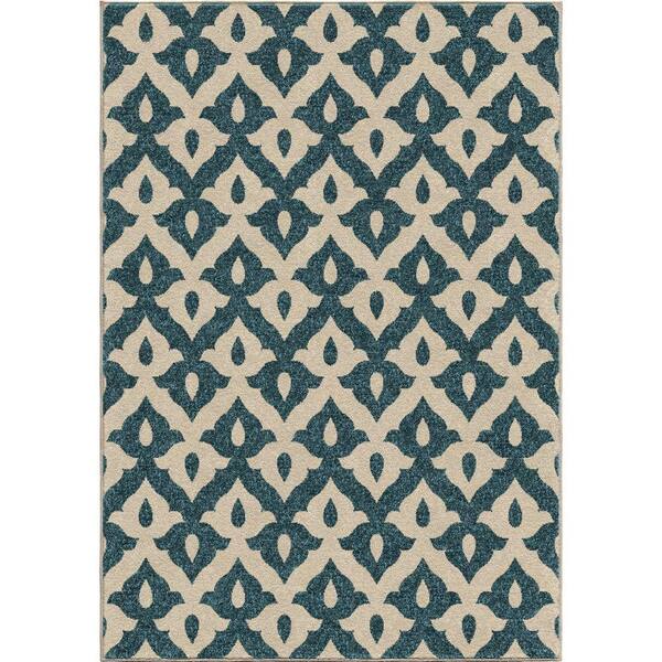 Orian Rugs Family Crest Blue 8 ft. x 11 ft. Indoor/Outdoor Area Rug