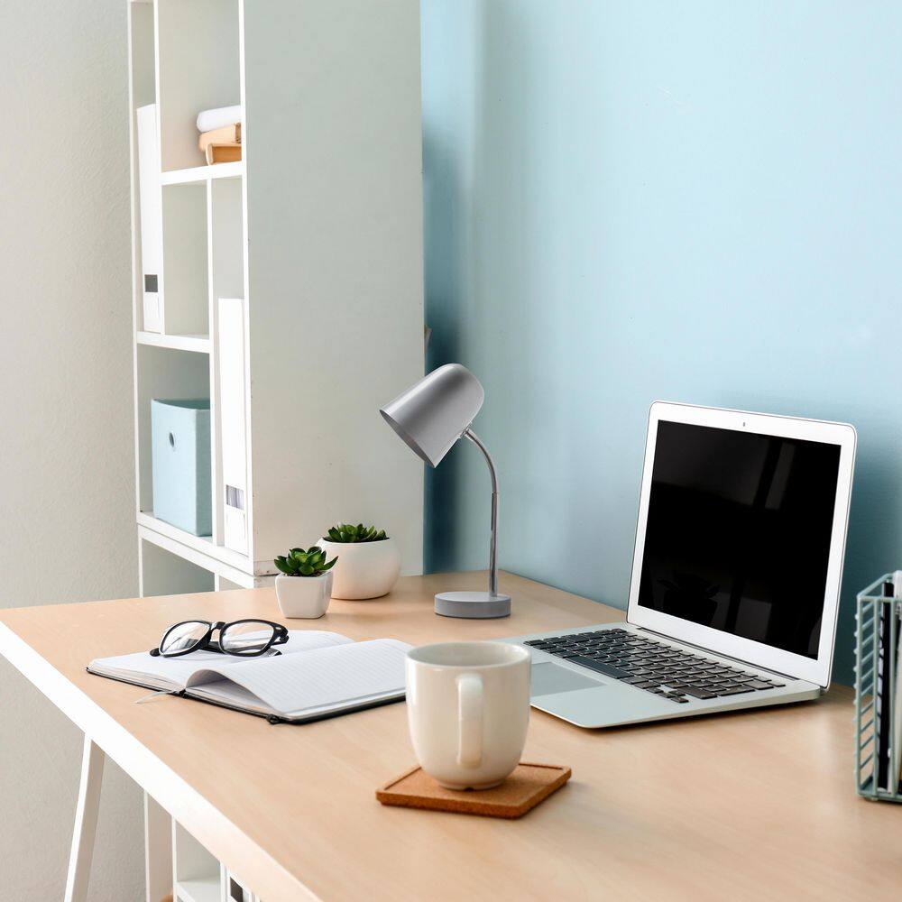 "15.28"" Sleek Essentials Minimalist Metal Desk Task Lamp, for Office, Desk, Nightstand, Dorm, Silver" price history on PriceWatchPro