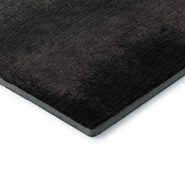 Mayfield Premium Machine Washable Abstract AMF2012 Black 2 ft. x 7 ft. Runner Rug