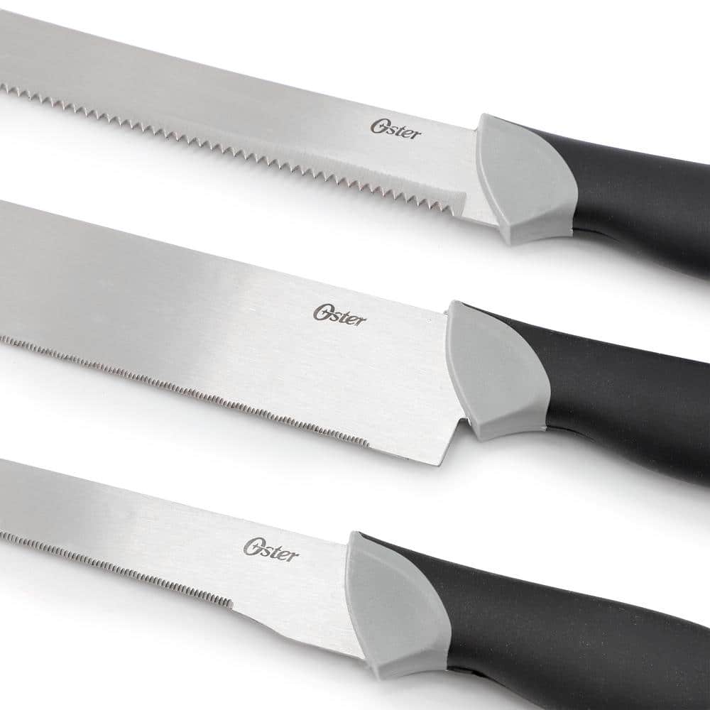 Oster Lindbergh 22 Piece Stainless Steel Cutlery Set with Storage Block in Black