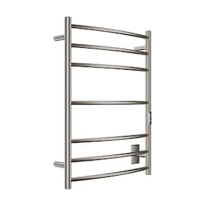 Gown Series 7-Bar Wall Mounted Electric Plug-In Bathroom Towel Warmer Rack in Brushed Nickel Finish Stainless Steel