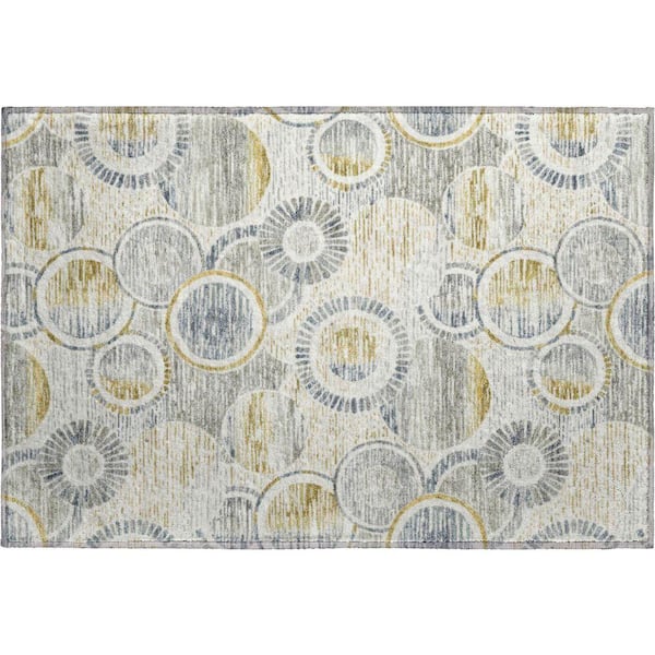 Mayfield Premium Machine Washable Abstract AMF2206 Ivory 2 ft. x 3 ft. Accent Rug