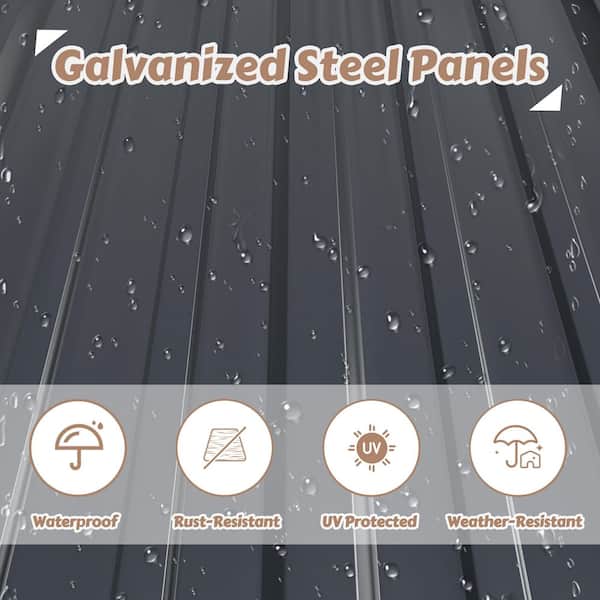 7 ft. W x 8 ft. D Gray Metal Storage Shed with Lockable Door (56 sq. ft.)