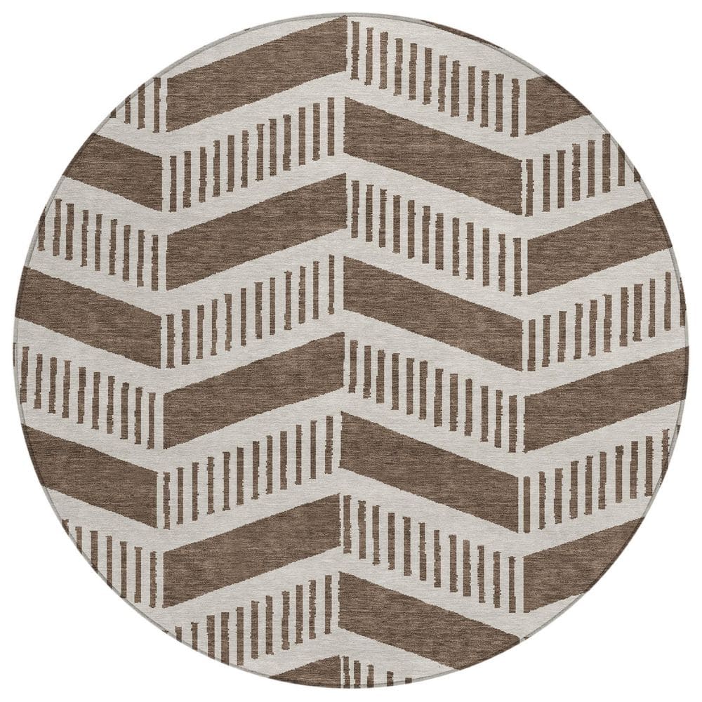 Chantille Machine Washable Indoor/Outdoor Abstract ACN2910 Coffee 8 ft. x 8 ft. Round Rug price history on PriceWatchPro
